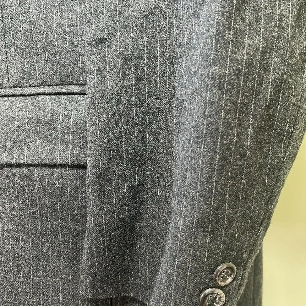 Pierre Cardin Wool Pinstripe‎ Men's 3 Piece Gray Vintage 70s Banker CEO MobBoss